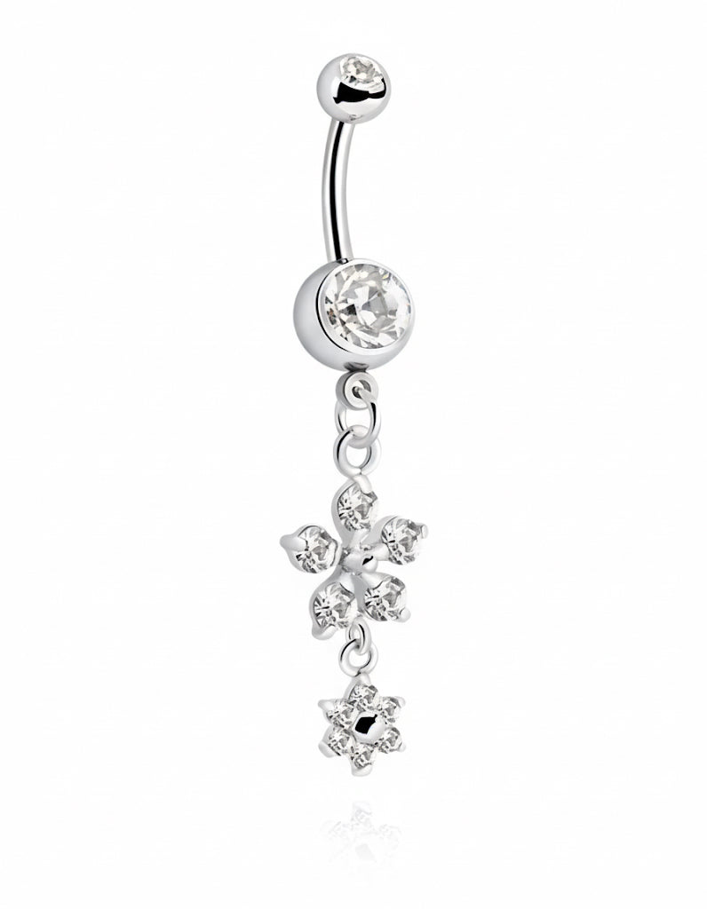 Navelpiercing med hänge, 2 blommor
