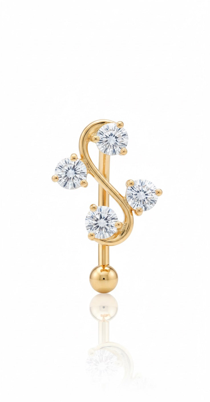 Navelpiercing med hängande diamanter – 10 mm | 1,6 mm