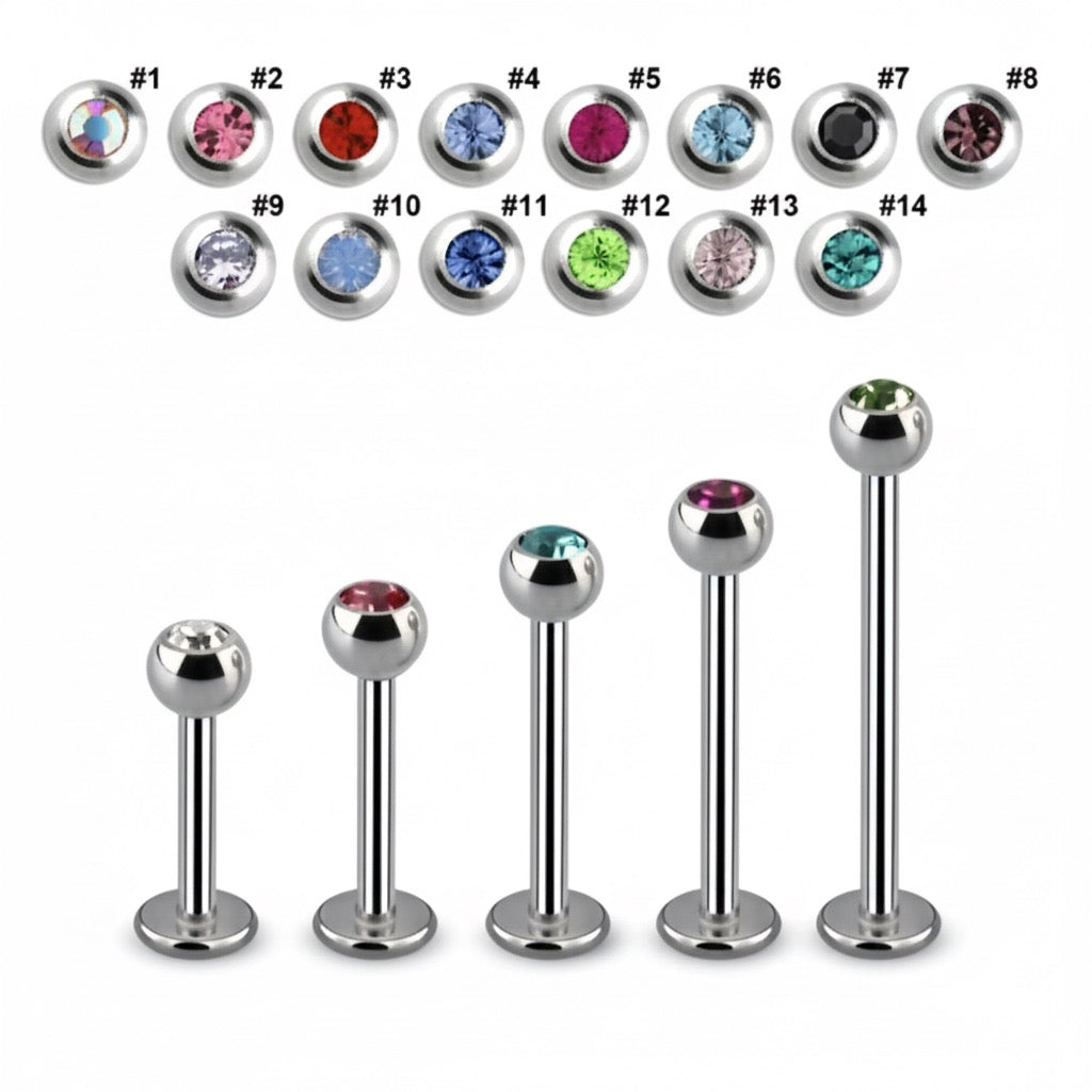 Labret 1.2mm med 3mm crystalkula