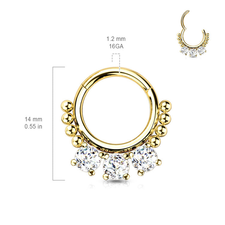 Clicker ring med 3 diamanter