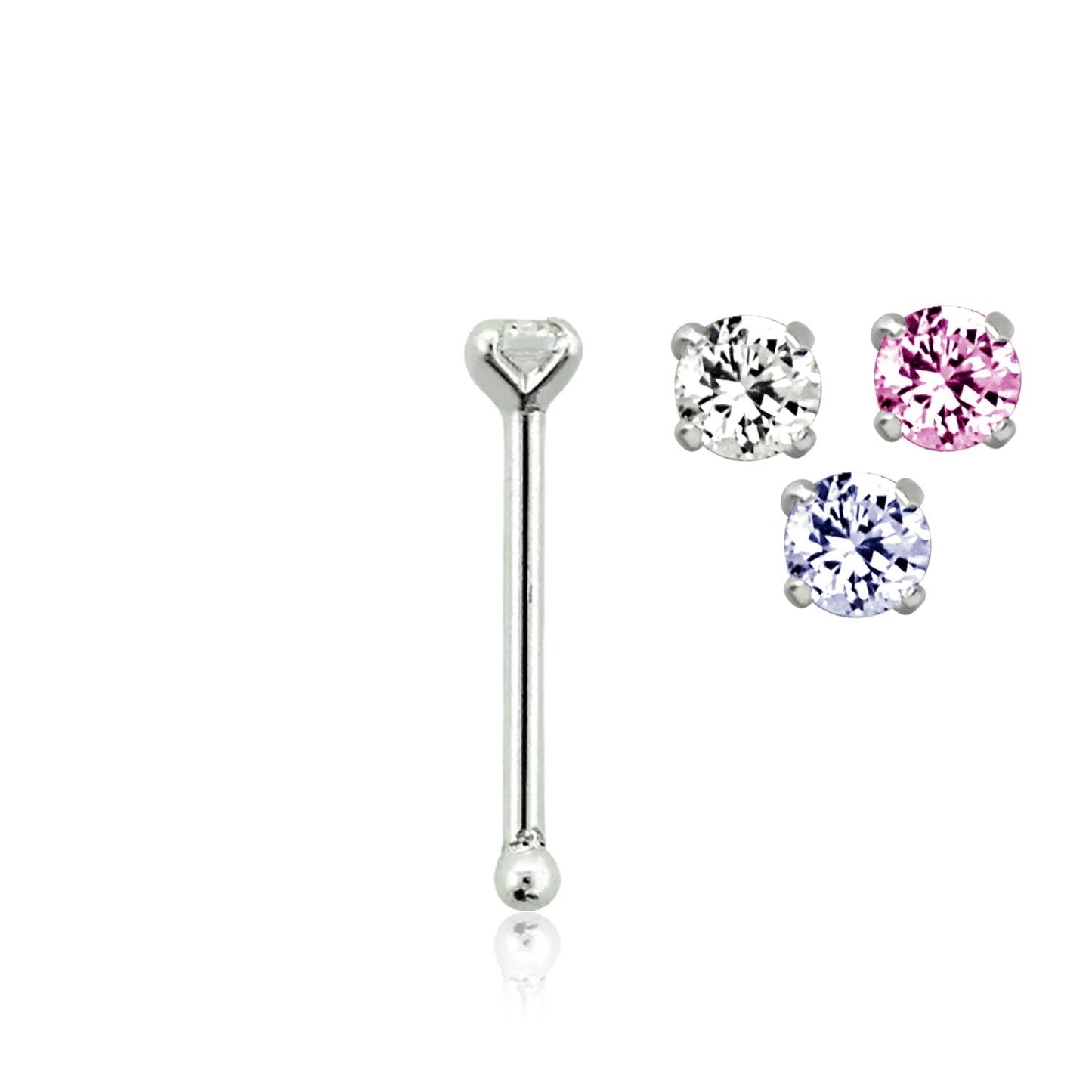 Näspin i 925-silver 0.6mm 1.25mm crystal