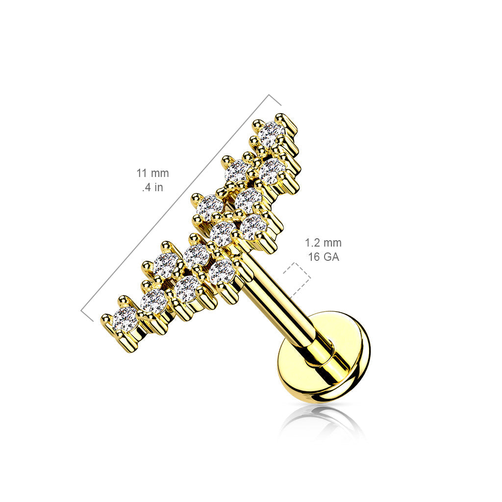 Labret med kluster / CZ topp 1,2mm