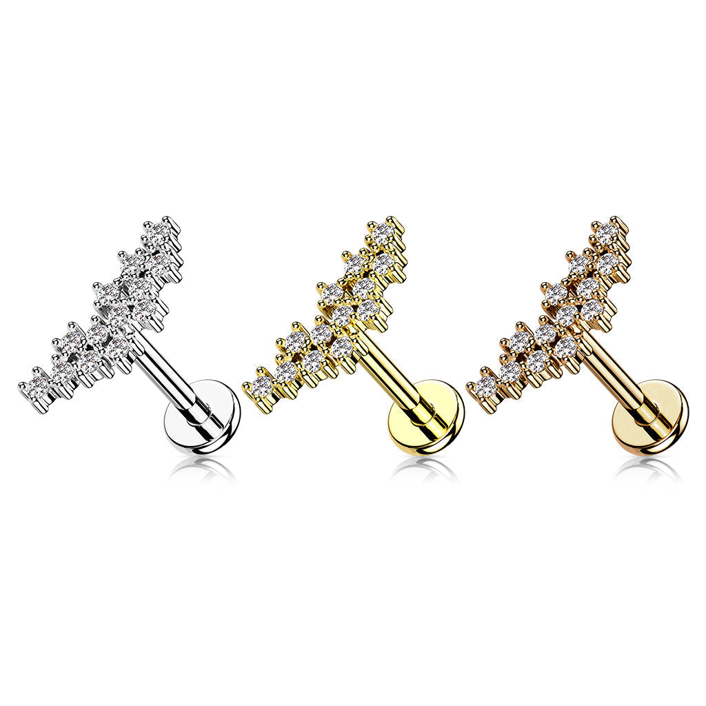 Labret med kluster / CZ topp 1,2mm