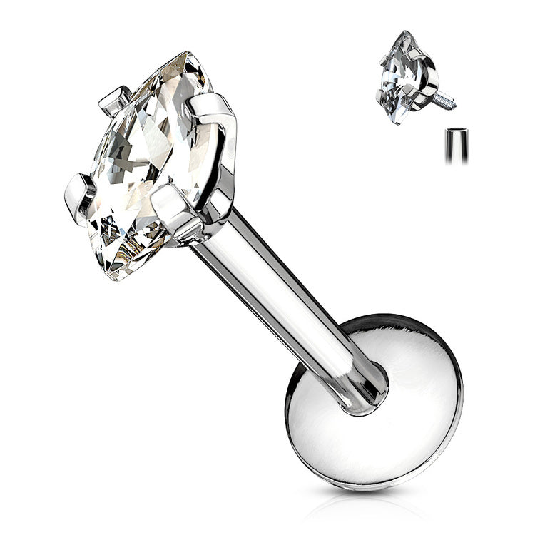 Oval Labret 1.2mm med Marquise CZ