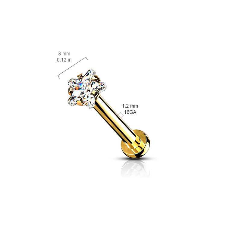 Labret 1.2 mm med Stjärnformad Cubic Zirconia