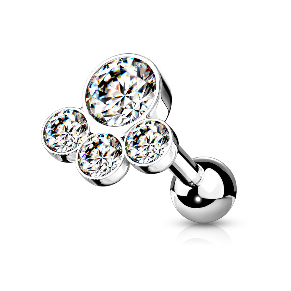 Barbell med 4 Runda Crystals – 1,2 × 6 mm