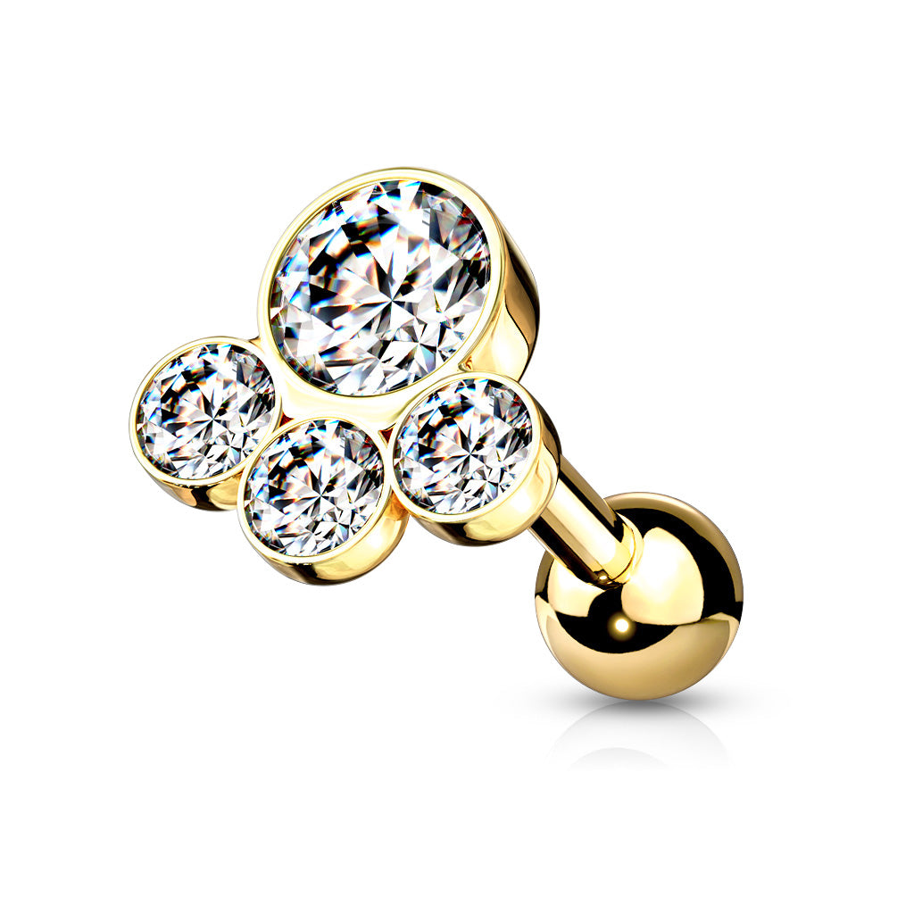 Barbell med 4 Runda Crystals – 1,2 × 6 mm