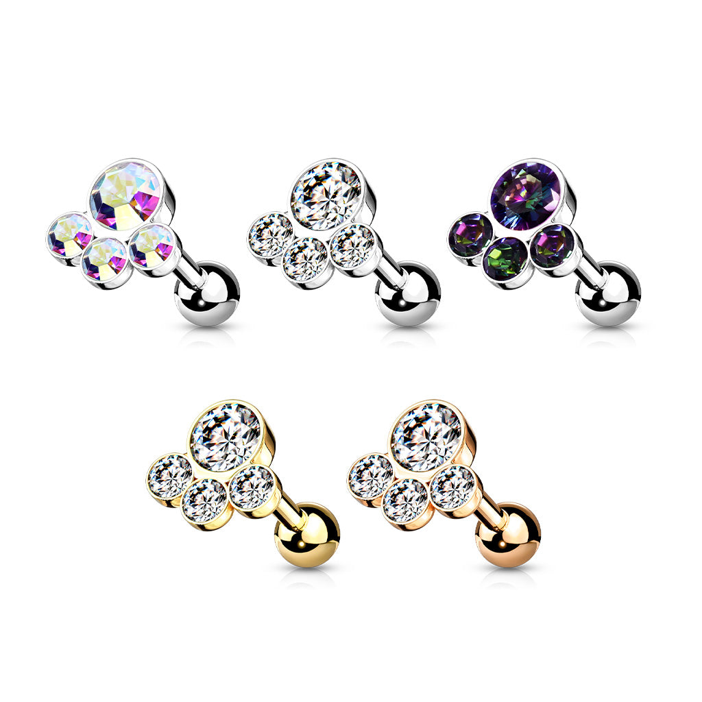 Barbell med 4 Runda Crystals – 1,2 × 6 mm