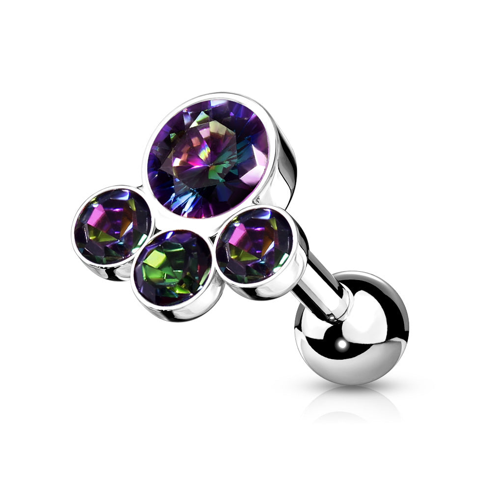 Barbell med 4 Runda Crystals – 1,2 × 6 mm