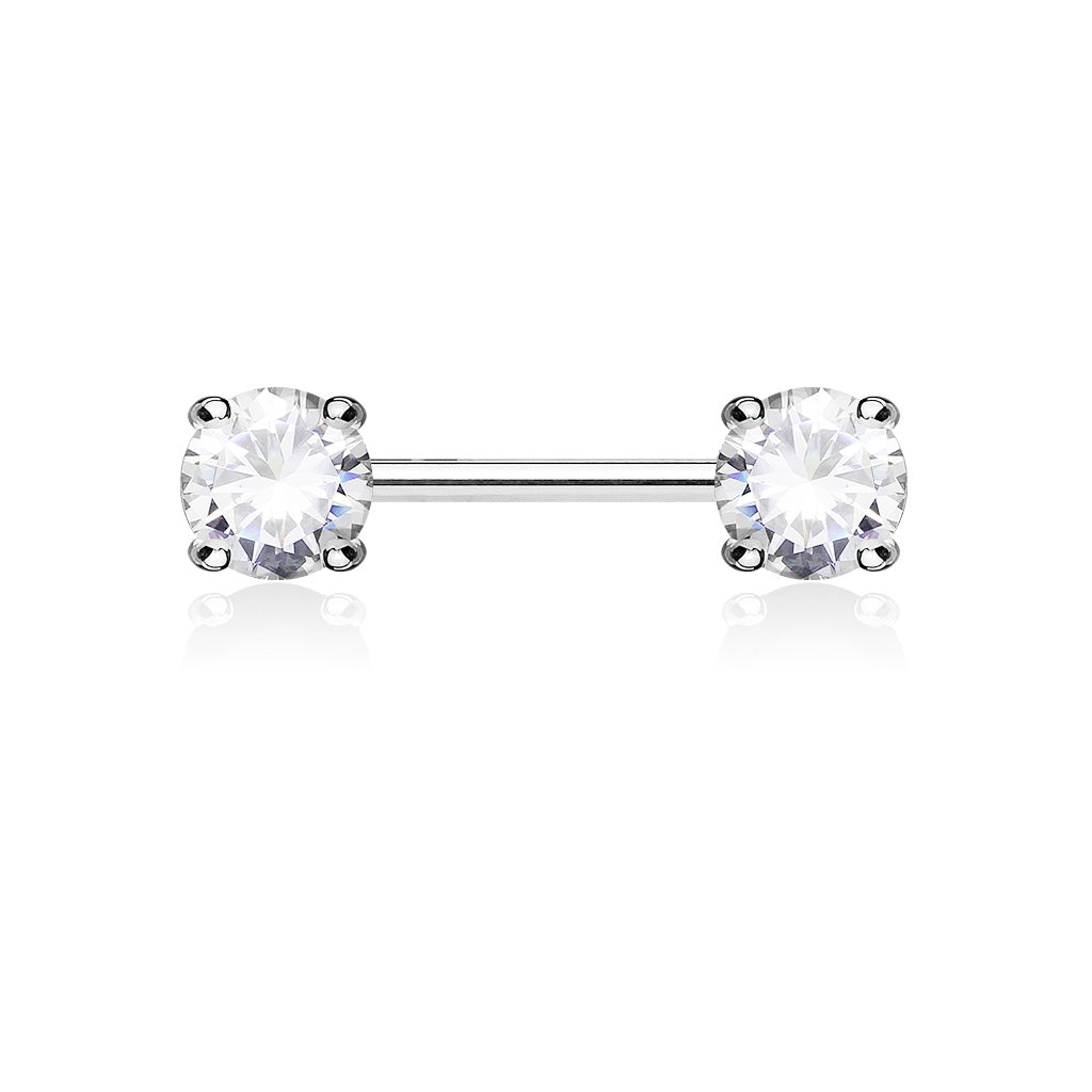 Barbell med Prong-set CZ-stenar – 1,6 × 12 mm