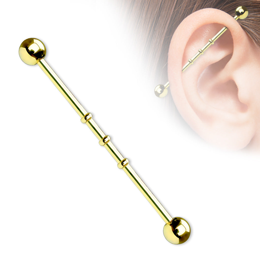 Industrial Barbell i PVD-pläterat Kirurgiskt Stål – 1,6 × 38 mm