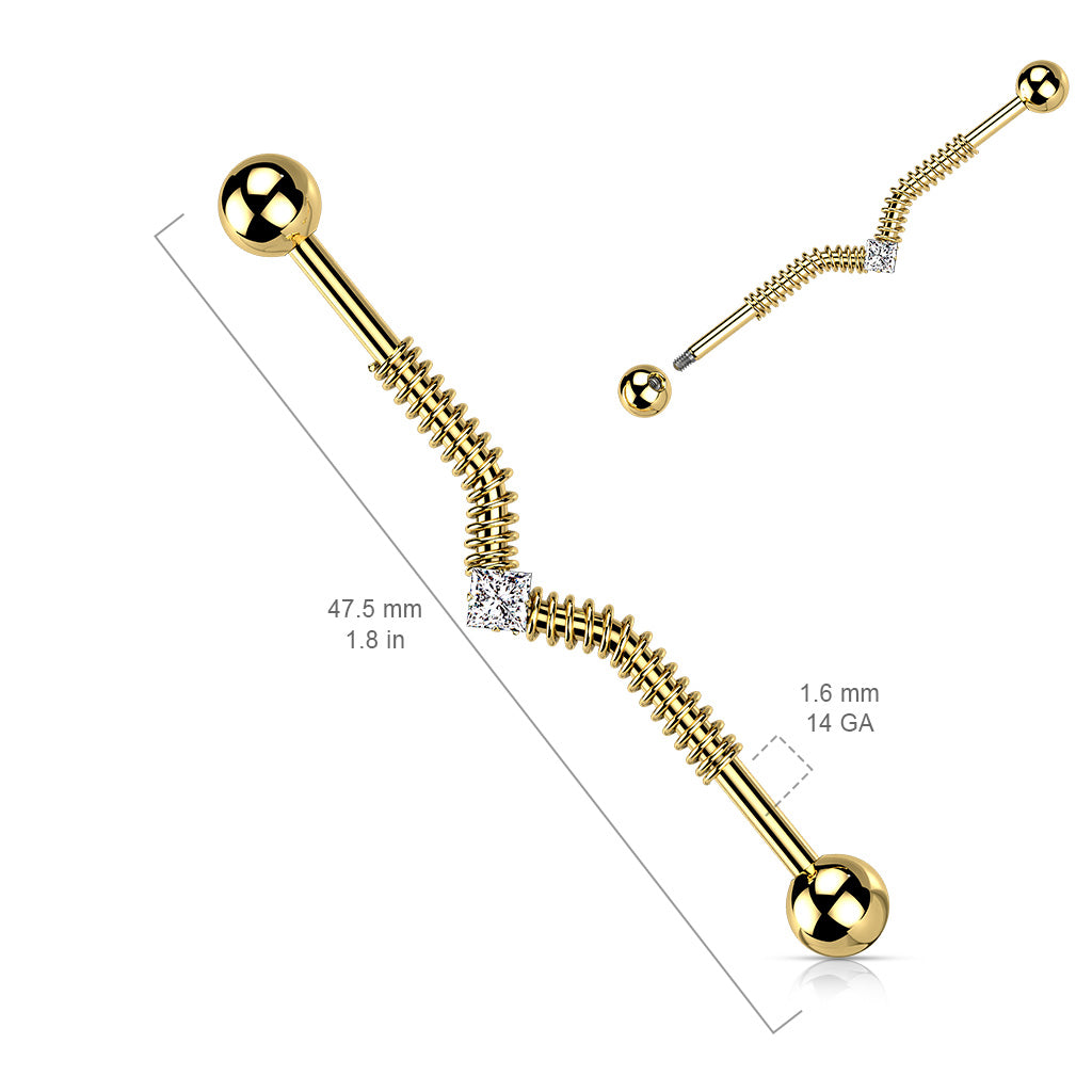 Industrial Barbell med Fyrkantig CZ – 1,6 × 38 mm