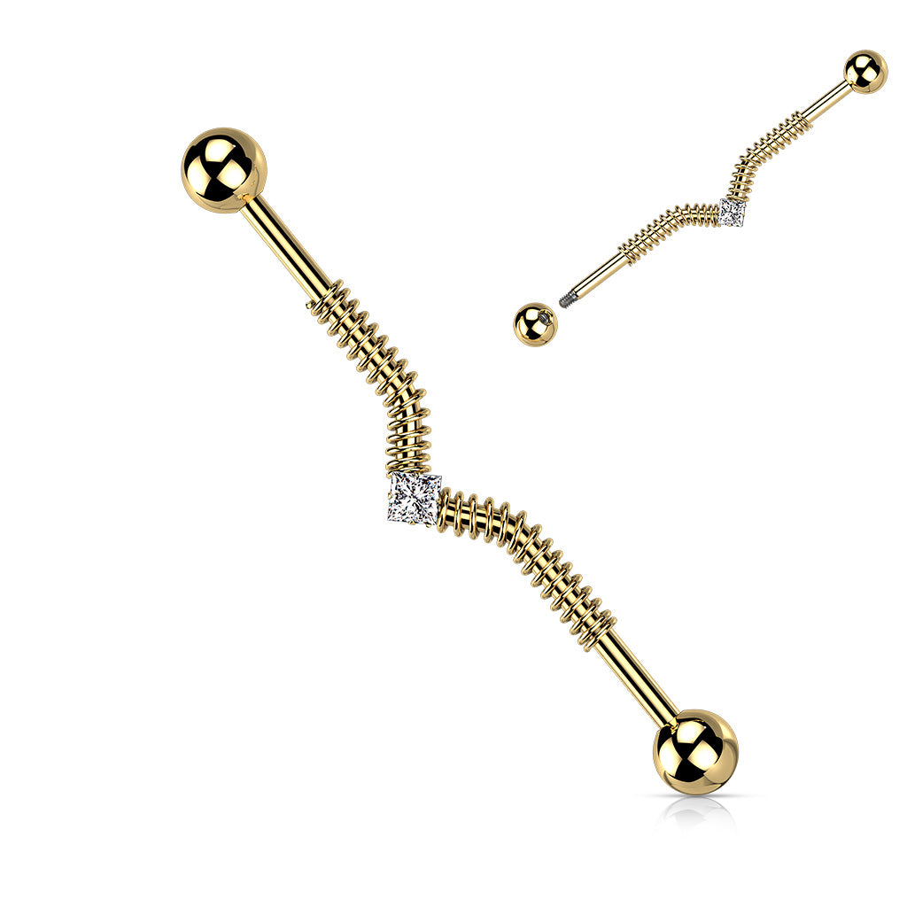 Industrial Barbell med Fyrkantig CZ – 1,6 × 38 mm