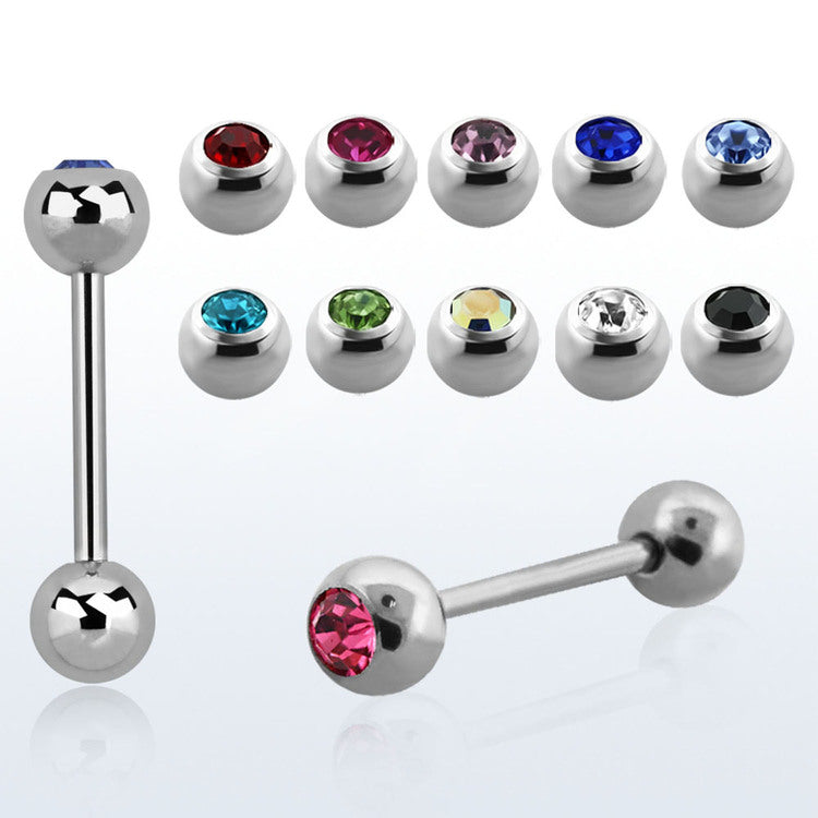 Barbell med 6 mm kristallkula