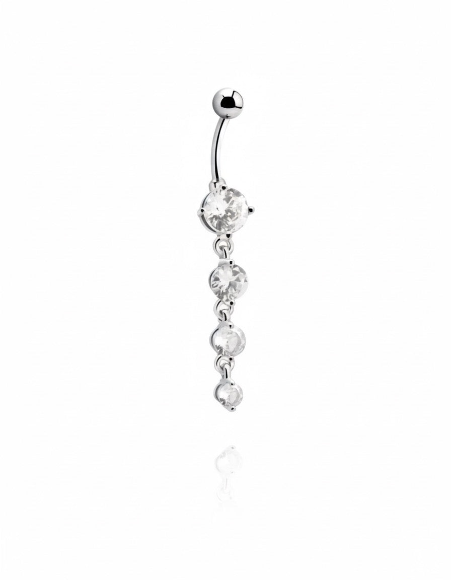 Navelpiercing med 3 hängande stenar