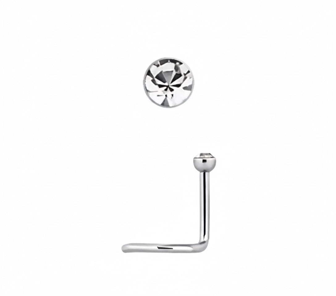 Nässmycke "Nose Screw" 0,8 mm med Klar Cubic Zirconia