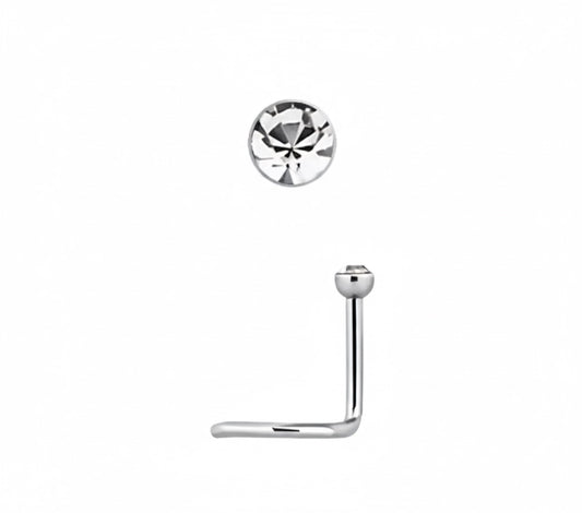 Nässmycke "Nose Screw" 0,8 mm med Klar Cubic Zirconia