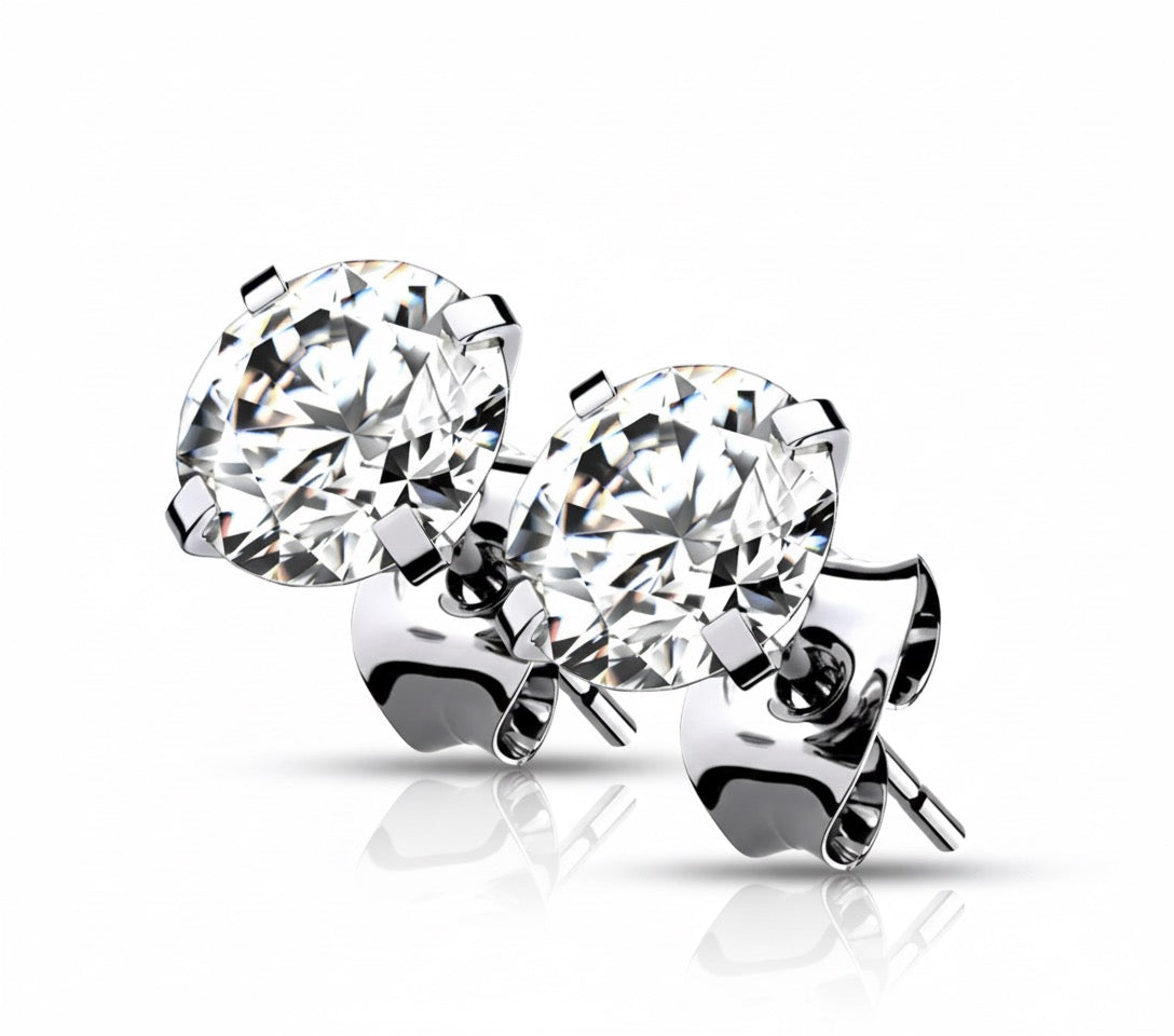 Örhänge par i titanium - Cubic zirconia