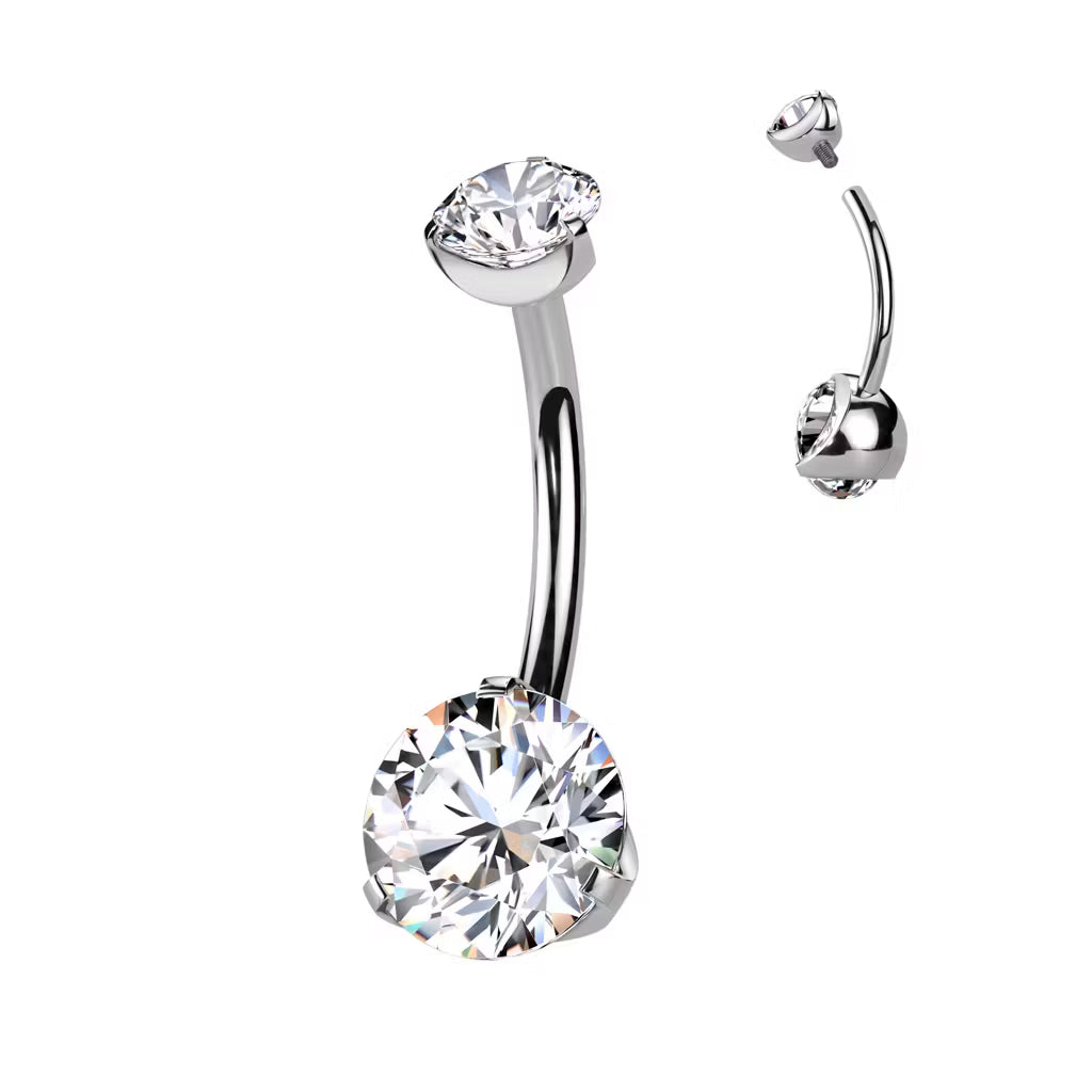 Titan Navelpiercing med CZ 1.6mm
