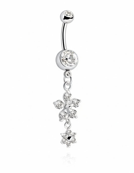 Navelpiercing med hänge, 2 blommor