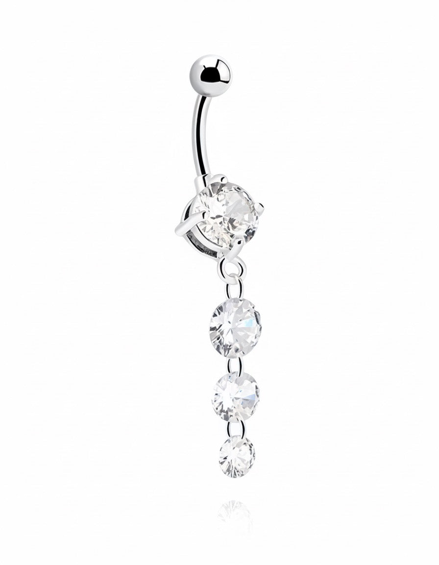 Navelpiercing med 3 hängande diamanter