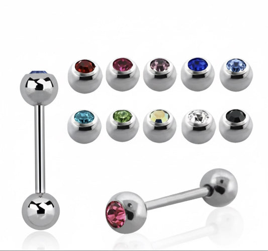 Barbell med 6 mm kristallkula