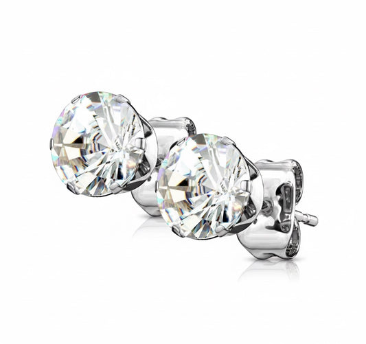 Örhänge med rund cubic zirconia (par)