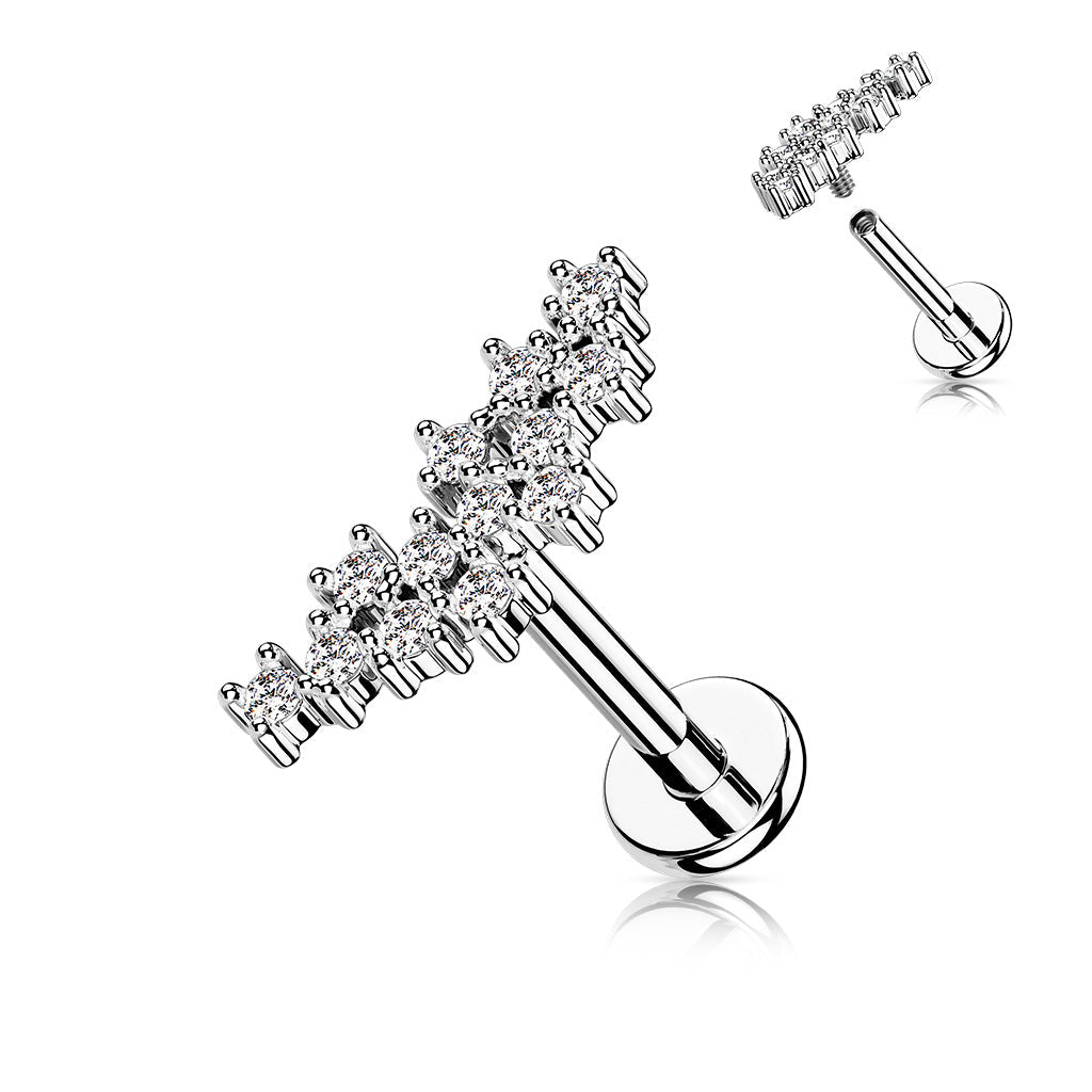 Labret med kluster / CZ topp 1,2mm