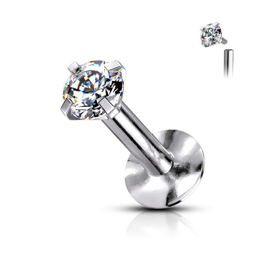 Titanium Labret med Rund Zirconia