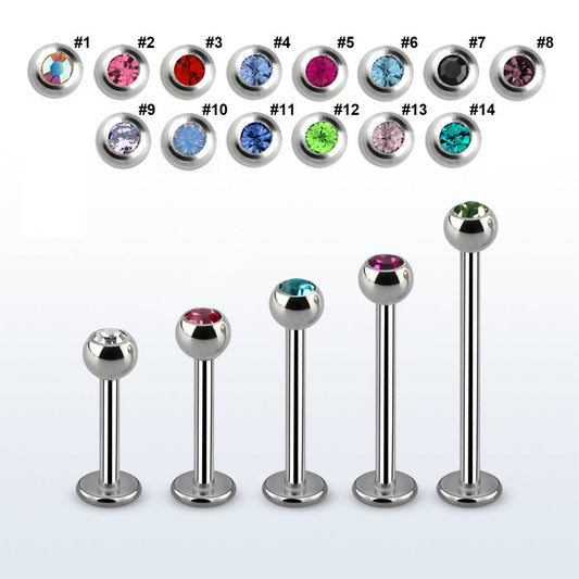 Labret  1.2mm med 3mm crystalkula