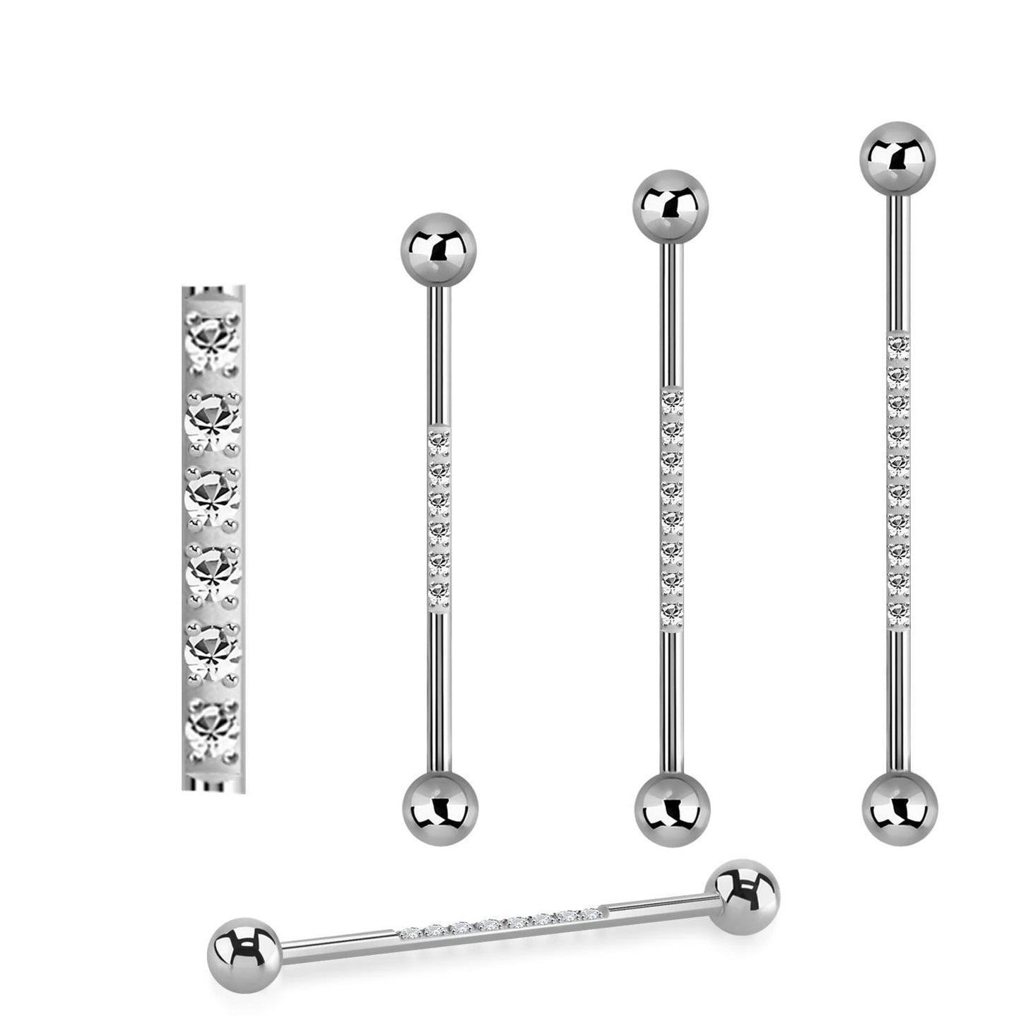 Titanium industrial barbell 1.6mm med 5mm kulor och 1.5mm CZ