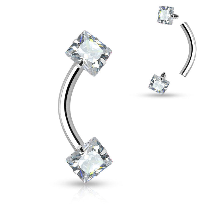 PVD-pläterad Banana 1,2 × 8 mm med Cubic Zirconia